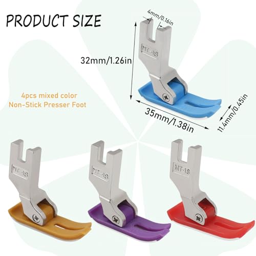 YEQIN 4 Pcs Non Stick Sewing Presser Foot, Straight Stitching Presser Foot for Industrial Domestic Brother Juki Singer Sewing Machines - Image 3