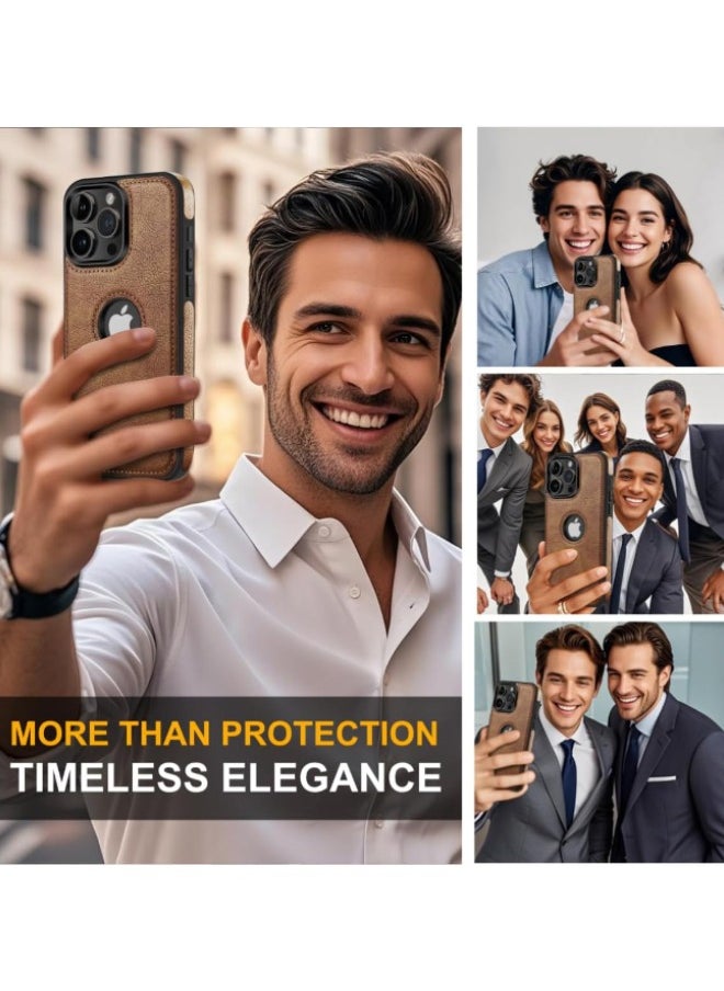 iPhone 16 Pro Max Case, Vegan Leather Protective Case for iPhone 16 Pro Max 6.9", Luxury, Elegant and Beautiful Design Cover, Non-Slip Vintage Looking Perfect Leather Cover (Brown)