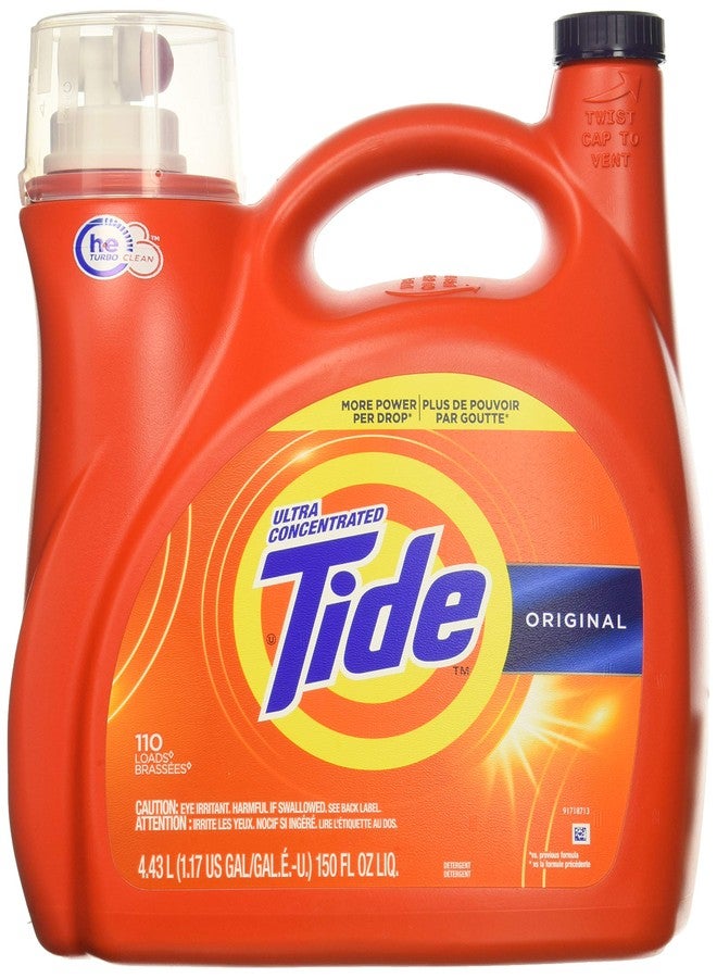 Tide Original 037000777335 High Efficiency Laundry Detergent 150 Oz / 4.43L Mega Value Size -110 Loads (2x Ultra Concentrated) More Power Per Drop - Image 1
