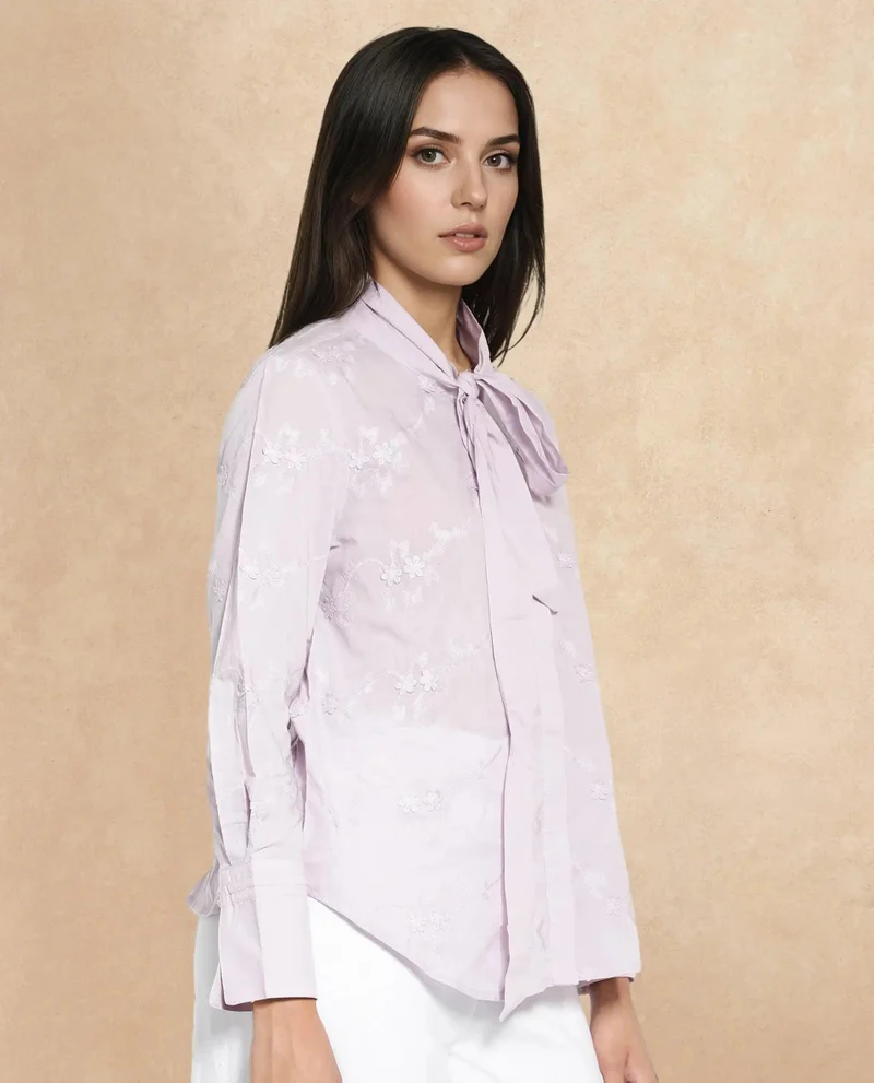 Rareism Women's Embroidered Cotton Shirt