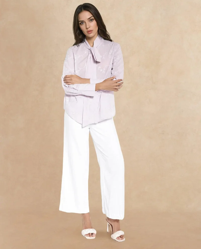 Rareism Women's Embroidered Cotton Shirt