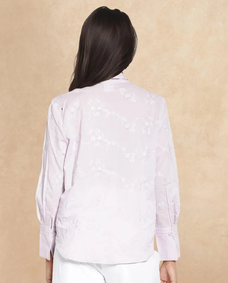 Rareism Women's Embroidered Cotton Shirt