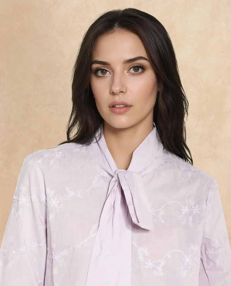 Rareism Women's Embroidered Cotton Shirt
