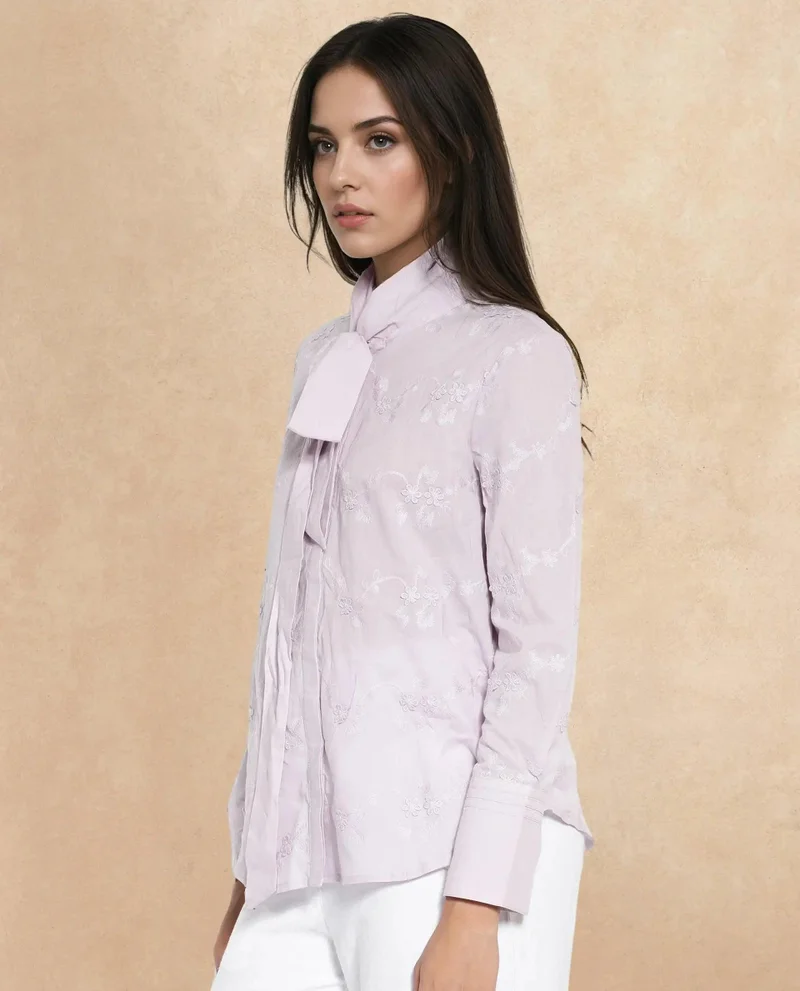 Rareism Women's Embroidered Cotton Shirt