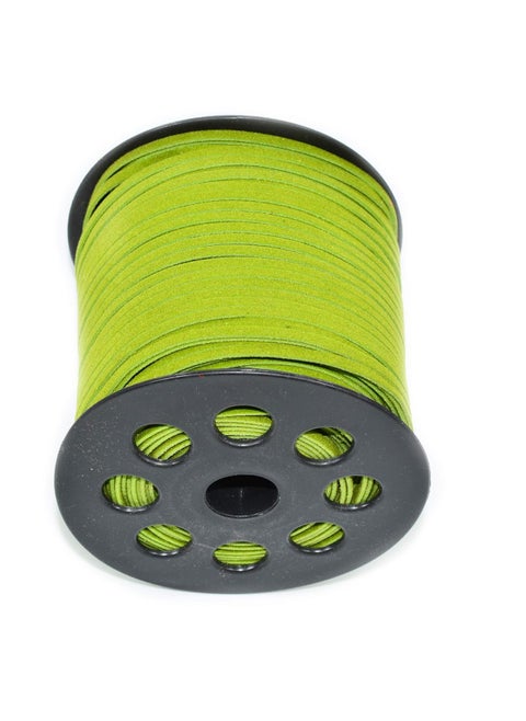 Goelx Jewelry Making Flat Micro Fiber Lace Faux Suede Leather Thread Cord String Roll (3mm Wide) - Approx 95-100 Yards Per Roll - Green