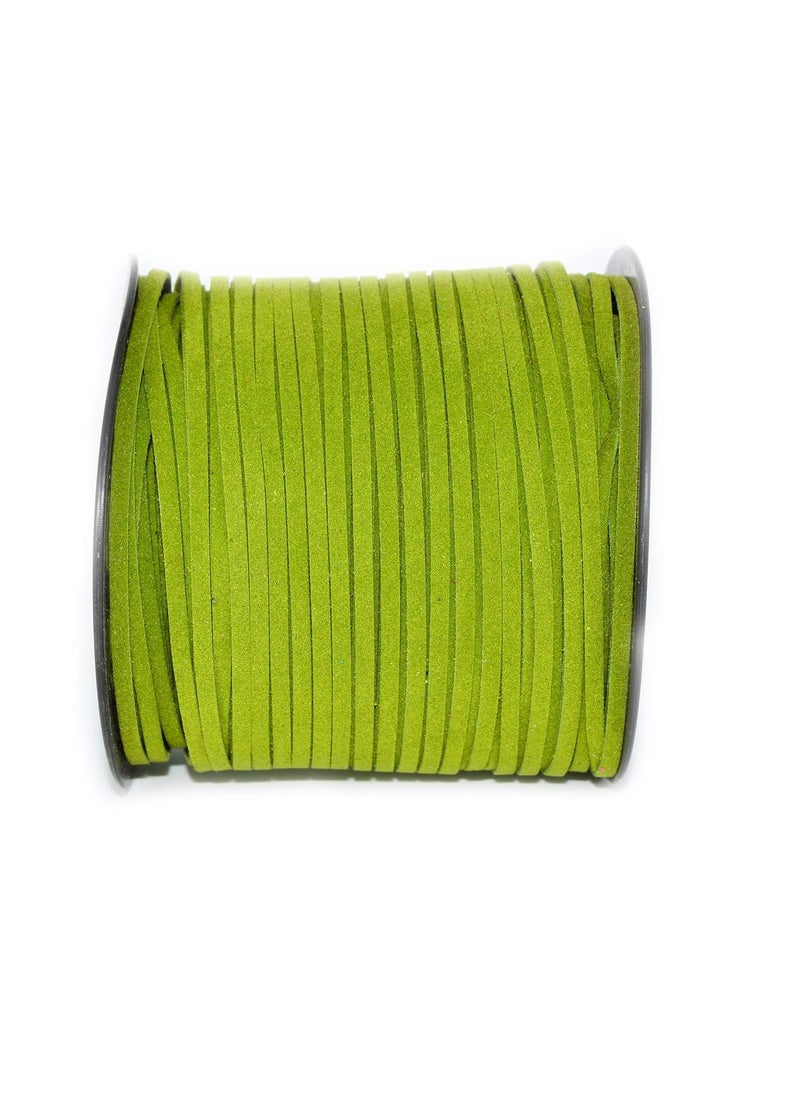GOELX Goelx Jewelry Making Flat Micro Fiber Lace Faux Suede Leather Thread Cord String Roll (3mm Wide) - Approx 95-100 Yards Per Roll - Green  - Image 2