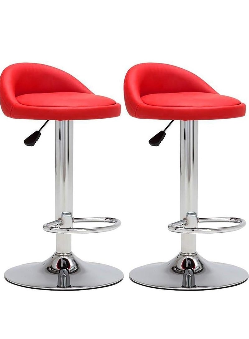 Golden Swivel Bar Stool,Set of 2 Adjustable Bar Chair PU Leather Counter Barstools High Chairs Kitchen Island Chairs With Footres for Home Office Cofe(Red)  - Image 1