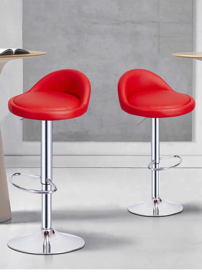Golden Swivel Bar Stool,Set of 2 Adjustable Bar Chair PU Leather Counter Barstools High Chairs Kitchen Island Chairs With Footres for Home Office Cofe(Red)  - Image 2