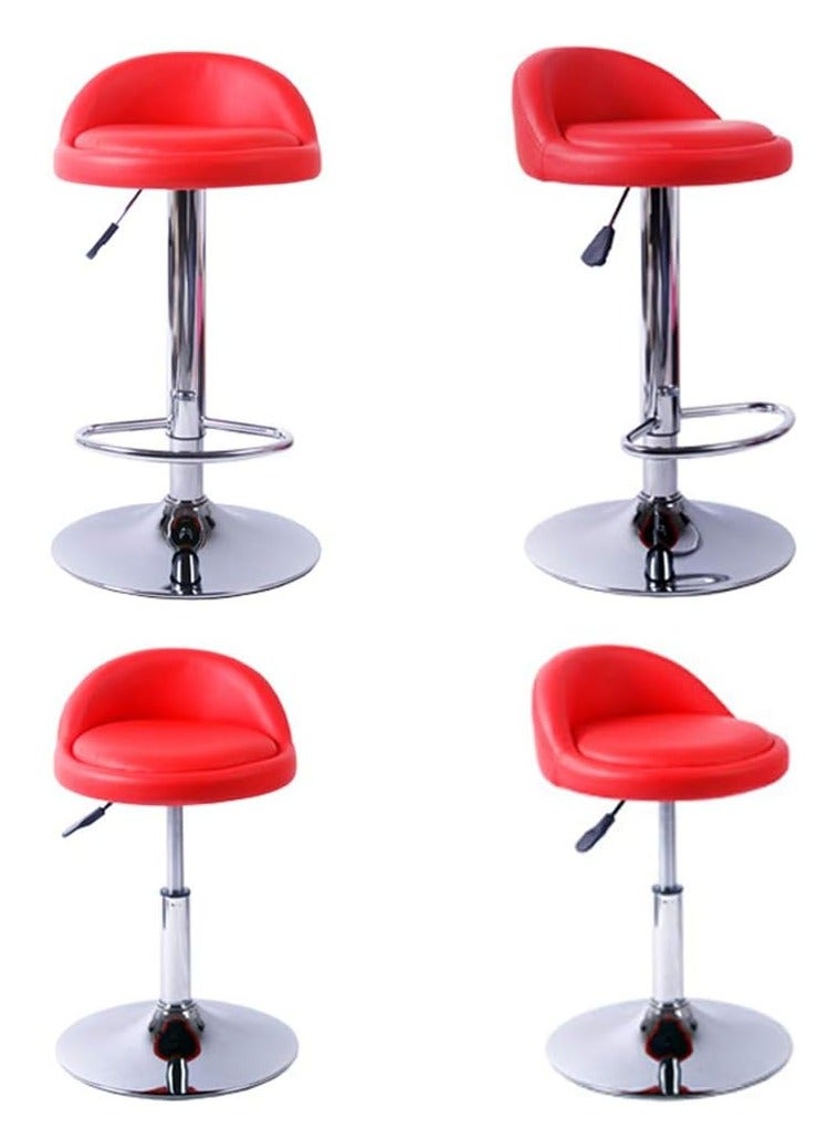 Golden Swivel Bar Stool,Set of 2 Adjustable Bar Chair PU Leather Counter Barstools High Chairs Kitchen Island Chairs With Footres for Home Office Cofe(Red)  - Image 3