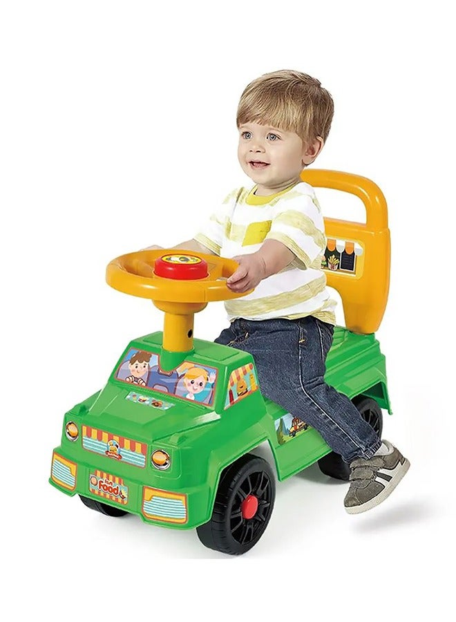 Galaxy Toys Burger Cart Ride-On Car for Kids – Fun Burger Cart Design with Interactive Sounds & Lights, Safe & Durable, Push Ride-On Toy for Toddlers Aged 1-3 Years| Green - Image 3