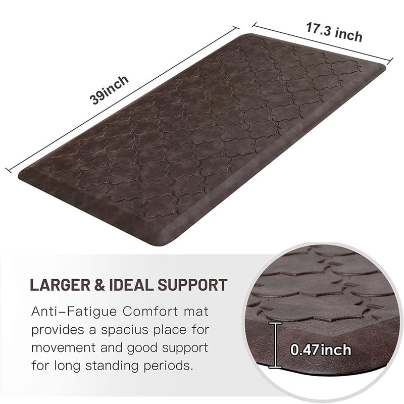 WISELIFE Kitchen Mat Cushioned Anti Fatigue Floor Mat,17.3"x39",Thick Non Slip Water Resistant Kitchen Rugs and Mats,Heavy Duty PVC Foam Standing Mat for Kitchen,Floor,Home,Desk,Sink,Laundry,Brown - Image 2