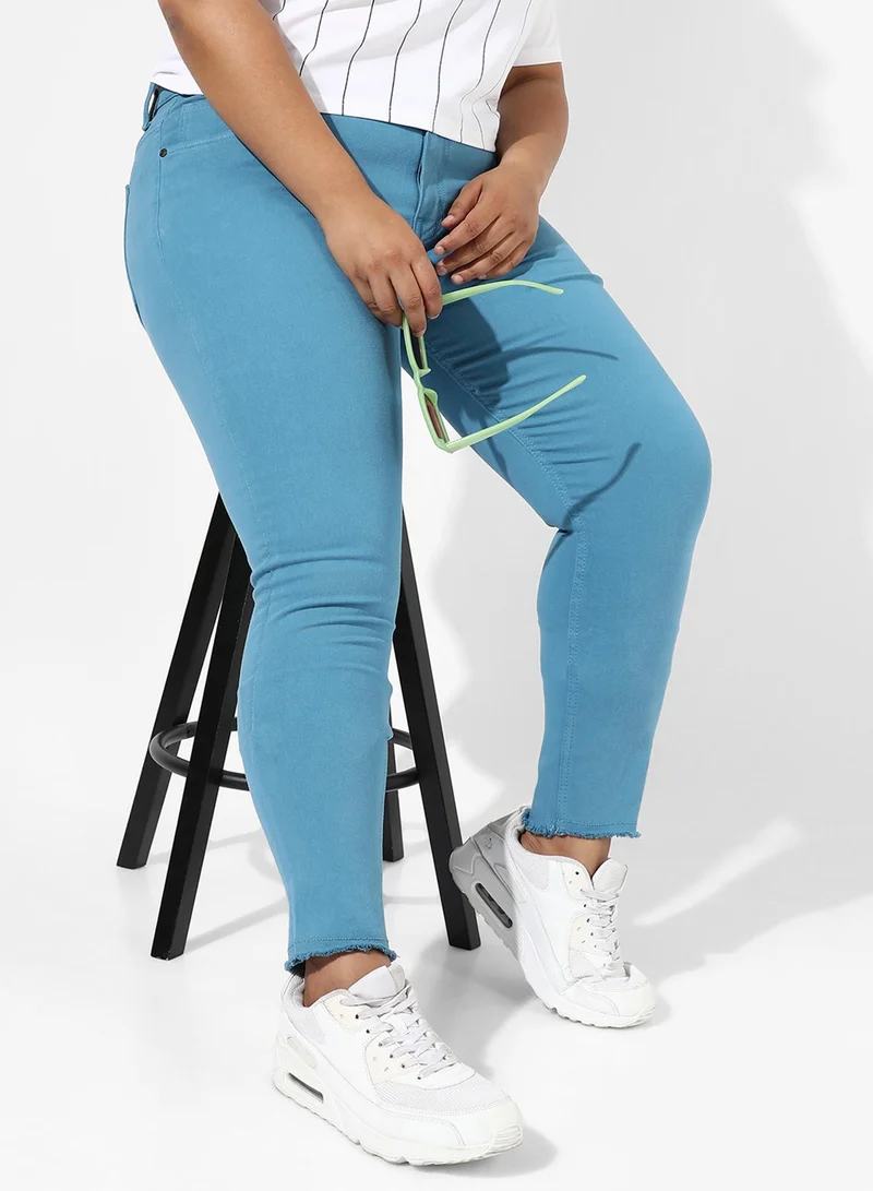 Instafab Plus Women's Blue Colour Pop Denim Jeans