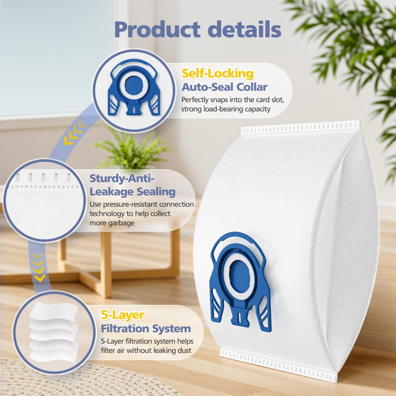 Ecleanfy 20 Pack 3D Airclean Bags Replacement for Miele GN Vacuum Cleaner Bags for Miele Classic C1 Complete C1 Complete C2 Complete C3 S227 S240 S270 S400 S2 S5 S8 Series - Image 3