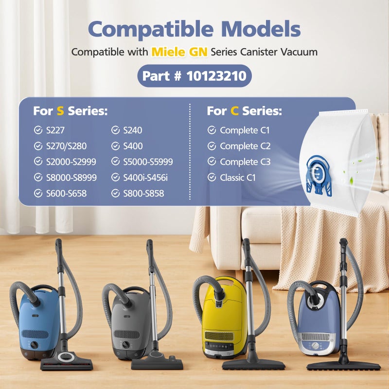 Ecleanfy 20 Pack 3D Airclean Bags Replacement for Miele GN Vacuum Cleaner Bags for Miele Classic C1 Complete C1 Complete C2 Complete C3 S227 S240 S270 S400 S2 S5 S8 Series - Image 2