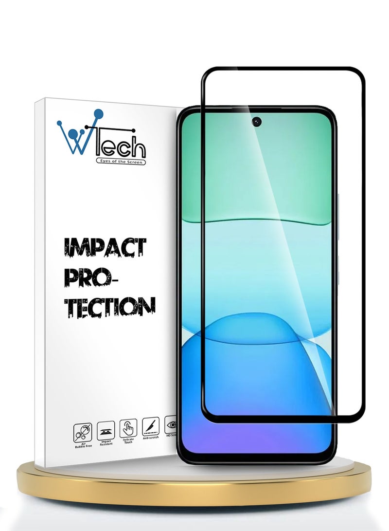 Wtech Xiaomi Redmi 13 4G 2024 Premium E2E Full Glue Full Cover Tempered Glass Screen Protector (MSGECN) - Clear/Black - Image 1