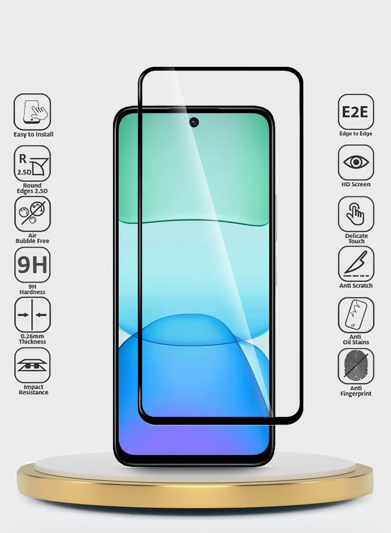 Wtech Xiaomi Redmi 13 4G 2024 Premium E2E Full Glue Full Cover Tempered Glass Screen Protector (MSGECN) - Clear/Black - Image 2