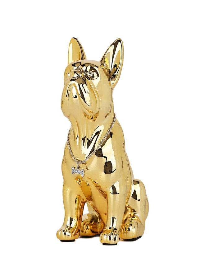 suruim Luxury French Bulldog Statue Collection - Gold/Silver/Black Chrome Dog Sculpture, Decorative Dog Statue for Home Decor & Gift (Electroplated Gold, 9in) - Image 1