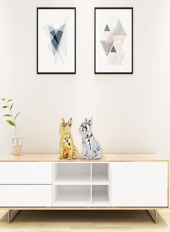 suruim Luxury French Bulldog Statue Collection - Gold/Silver/Black Chrome Dog Sculpture, Decorative Dog Statue for Home Decor & Gift (Electroplated Gold, 9in) - Image 3