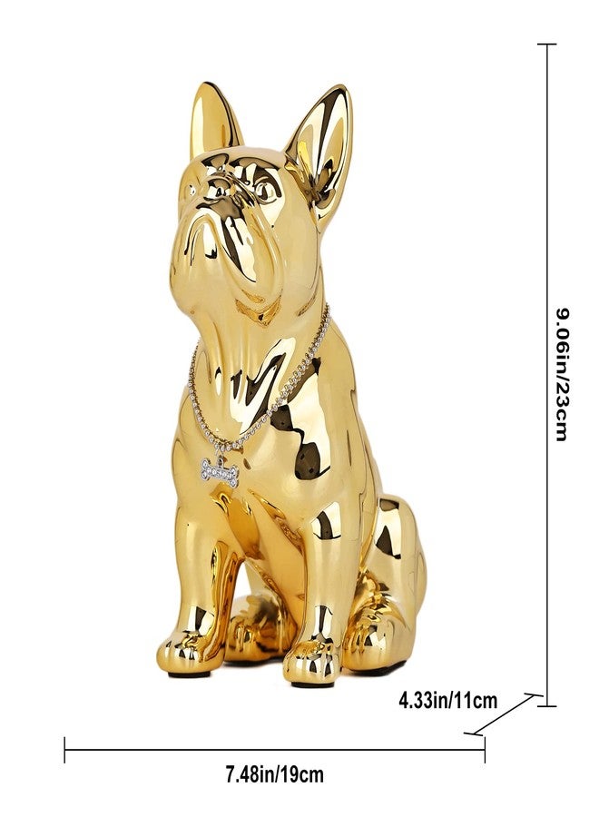 suruim Luxury French Bulldog Statue Collection - Gold/Silver/Black Chrome Dog Sculpture, Decorative Dog Statue for Home Decor & Gift (Electroplated Gold, 9in) - Image 2
