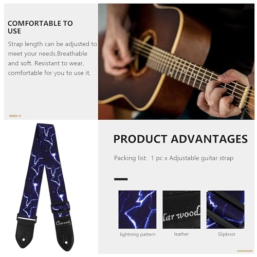 MOCKING BIRD Guitar Strap for Acoustic Adjustable Buckle Electric Guitar Strap Polyester Guitar Belt For Acoustic/Bass/Electric Guitar (Blue Thunder) - Image 5