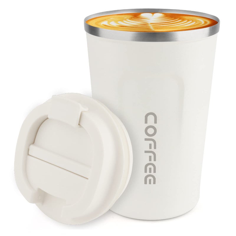 CS COSDDI 12 oz Stainless Steel Vacuum Insulated Tumbler - Coffee Travel Mug Spill Proof with Lid - Coffee Cup for Keep Hot/Ice Coffee,Tea and Beer (White) - Image 1