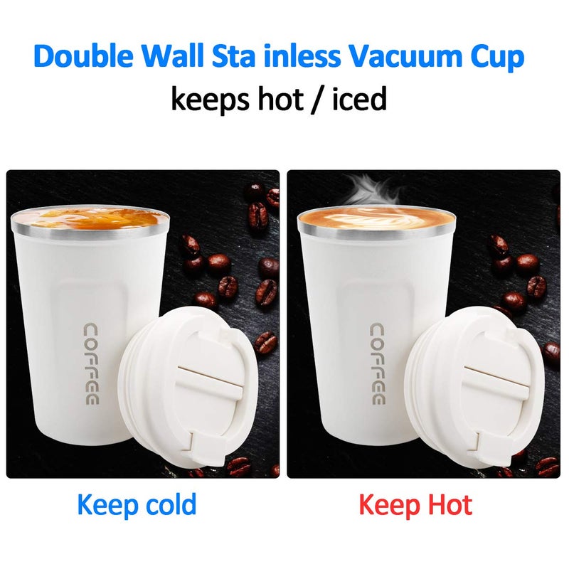 CS COSDDI 12 oz Stainless Steel Vacuum Insulated Tumbler - Coffee Travel Mug Spill Proof with Lid - Coffee Cup for Keep Hot/Ice Coffee,Tea and Beer (White) - Image 5