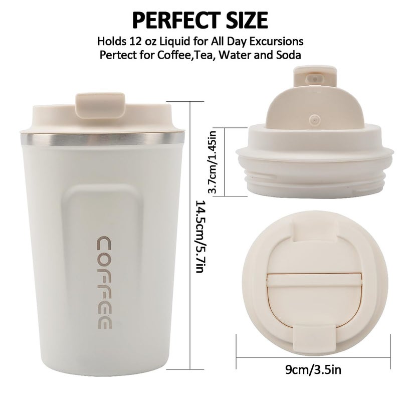 CS COSDDI 12 oz Stainless Steel Vacuum Insulated Tumbler - Coffee Travel Mug Spill Proof with Lid - Coffee Cup for Keep Hot/Ice Coffee,Tea and Beer (White) - Image 4