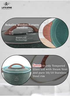 Life Smile 28cm (6.6 Liter) LIFE SMILE Cooking Pot | Granite Soup Pot With Glass Lid | Induction Base | Multi Layer Non-Stick Coating 100% PFOA Free | oven safe & Bakelite Handle  - Image 5