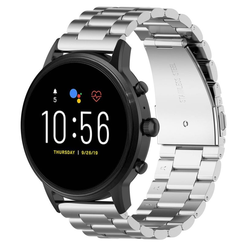 إيروريكس سوار معصم فولاذي مقاس 22 مم لساعات Fossil Gen 5 Carlyle وGen 5 Julianna وGen 5 Garrett وGen 5 Carlyle Hr (فضي) - Image 1