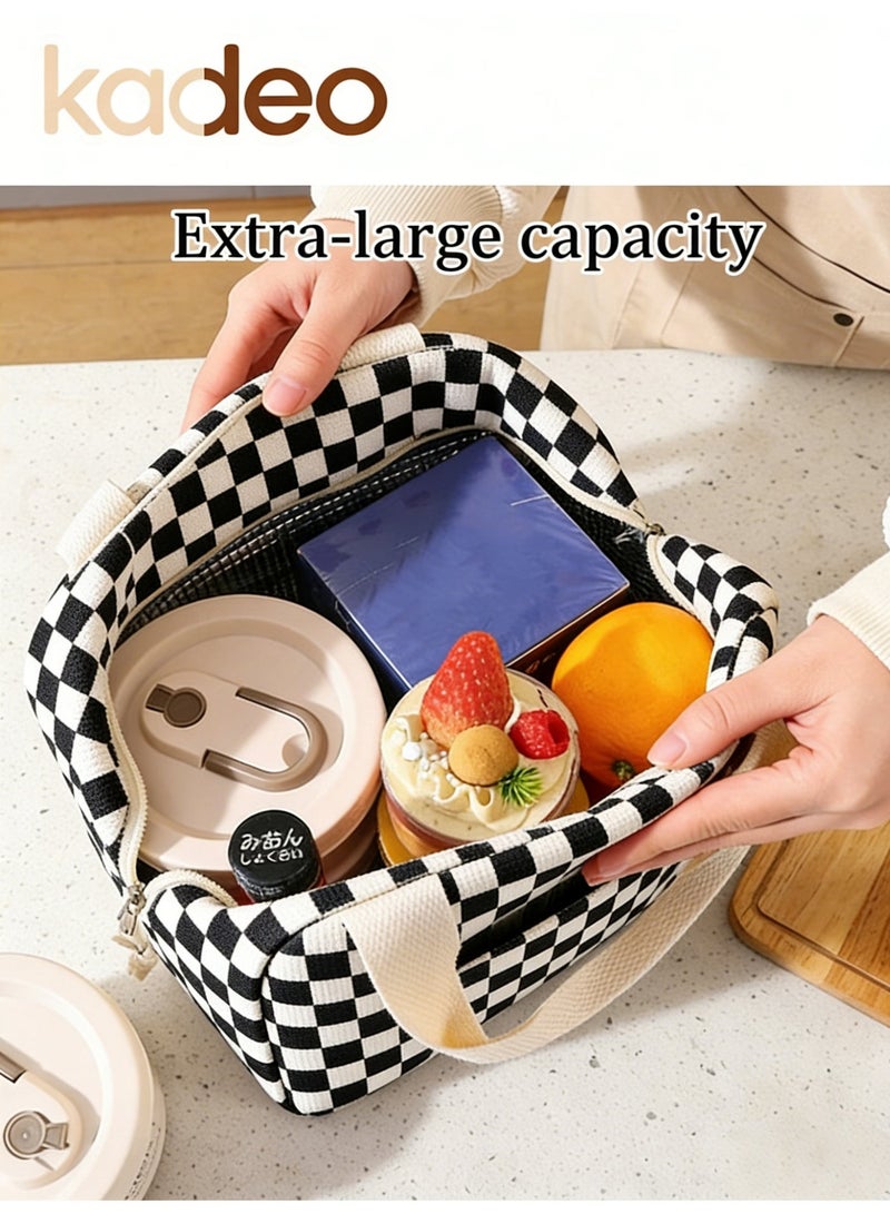 kadeo Lunch Bag, Cute Corduroy Lunch Tote Bag, Reusable Insulated Lunch Box, Large Capacity Reusable Insulated Cooler for Work Picnic Travel - Image 2