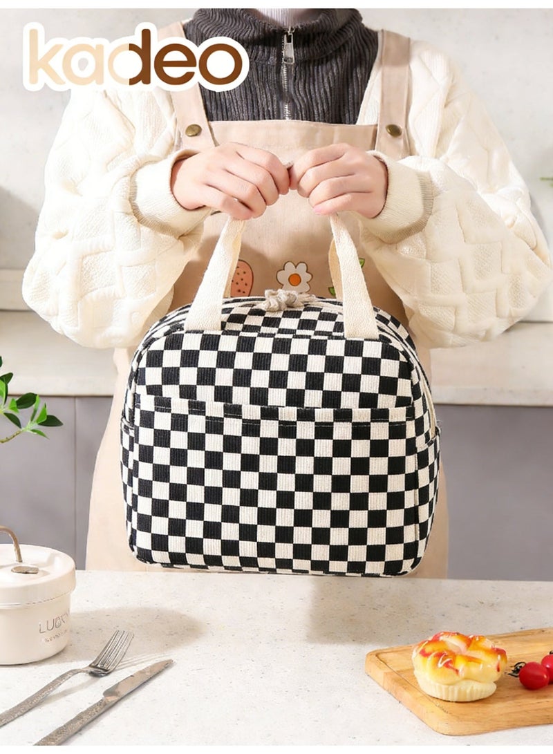 kadeo Lunch Bag, Cute Corduroy Lunch Tote Bag, Reusable Insulated Lunch Box, Large Capacity Reusable Insulated Cooler for Work Picnic Travel - Image 3