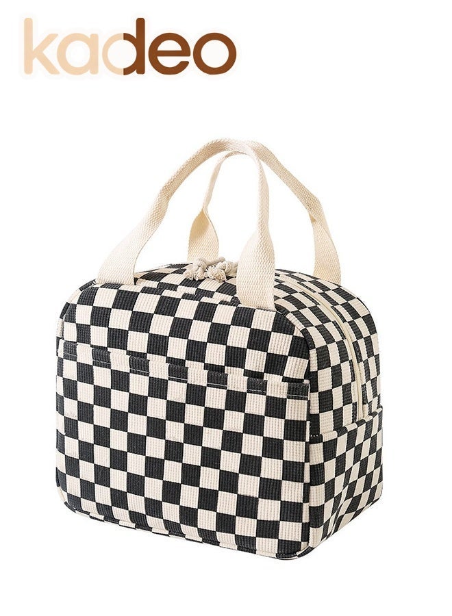 kadeo Lunch Bag, Cute Corduroy Lunch Tote Bag, Reusable Insulated Lunch Box, Large Capacity Reusable Insulated Cooler for Work Picnic Travel - Image 1
