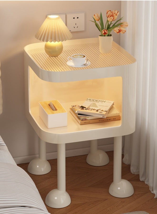 JCB CHIC طاولة سرير ذكية، طاولة جانبية ذات رفوف مفتوحة للتخزين، طاولة جانبية للأريكة، مزودة بأضواء LED، خزانة تخزين حديثة متعددة الوظائف - Image 1