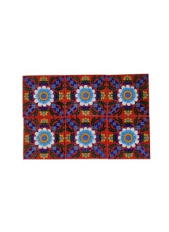 Shiv Kripa Blue Pottery Shiv Kripa Blue Pottery Luxury Floral Decorative Crafted Tabletop Flooring Wall Interior Exterior Traditional 4 x 4 inch Tiles Pack of 6 Tiles Blue 