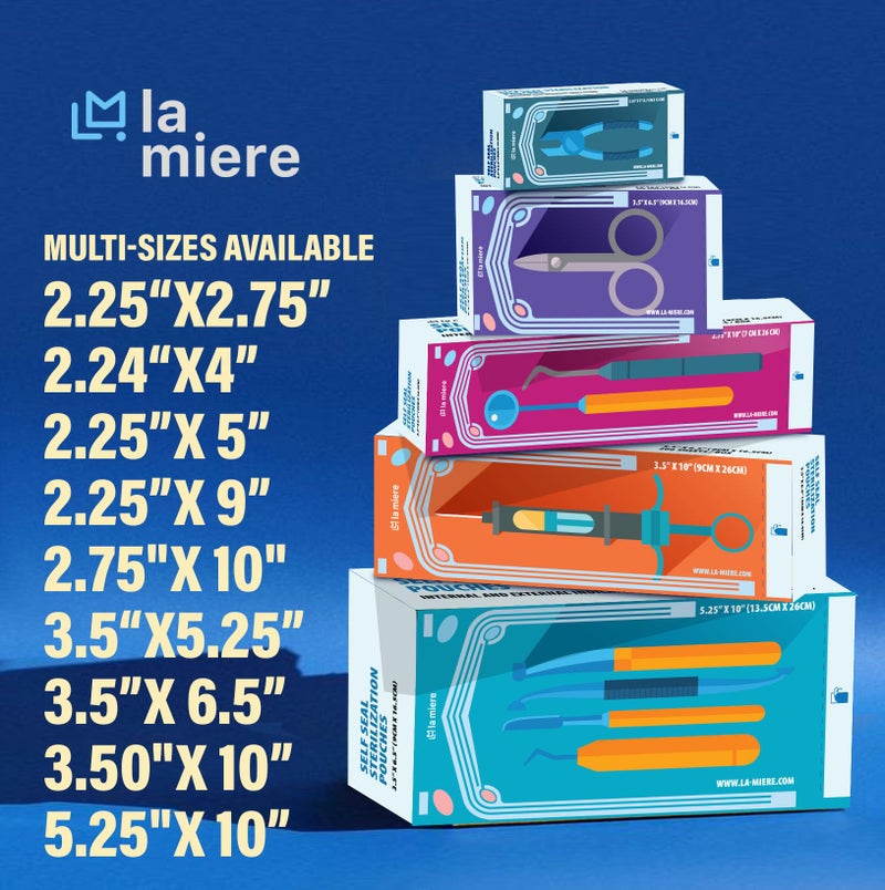 LA MIERE أكياس التعقيم الذاتي LA MIERE 200P 2.25"X 5" لمكاتب الأسنان، كيس الأوتوكلاف، (2.25"X5") - Image 2