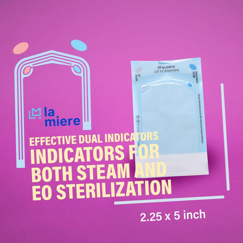 LA MIERE أكياس التعقيم الذاتي LA MIERE 200P 2.25"X 5" لمكاتب الأسنان، كيس الأوتوكلاف، (2.25"X5") - Image 3