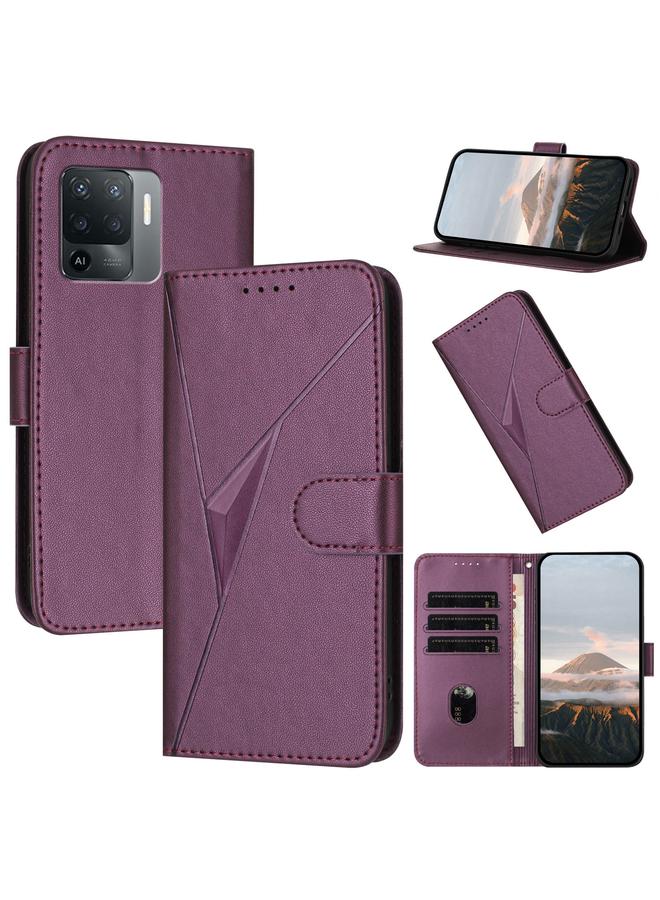 S-TOP Case For OPPO A94 4G Triangle Pattern Buckle Clasp Leather Phone Case - Image 1