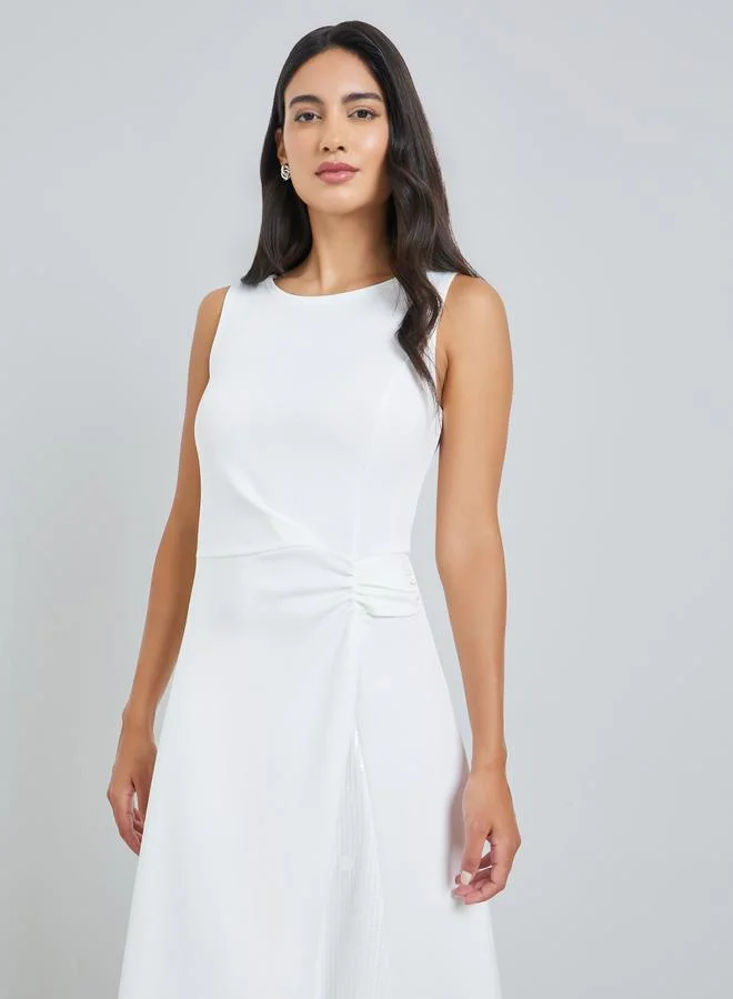 Styli White Sleeveless A-Line Maxi Dress