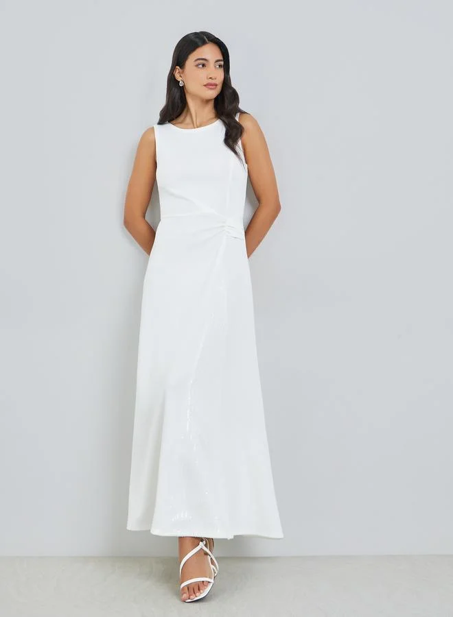 Styli  White Sleeveless A-Line Maxi Dress for Women | Best Price UAE