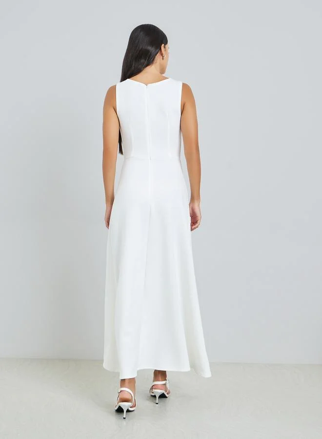 Styli  White Sleeveless A-Line Maxi Dress for Women | Best Price UAE