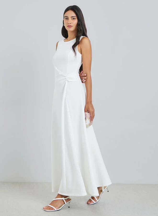 Styli White Sleeveless A-Line Maxi Dress