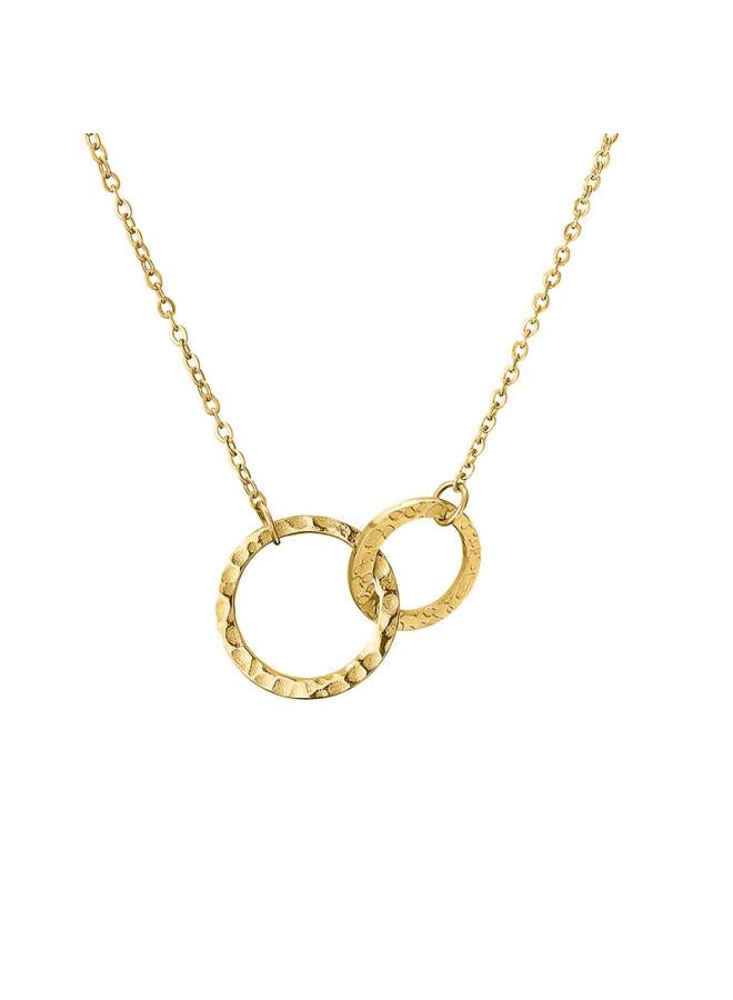 Emanco European And American Fashion Jewelry Double Ring Geometric Necklace Short Stainless Steel Necklace Clavicle Chain