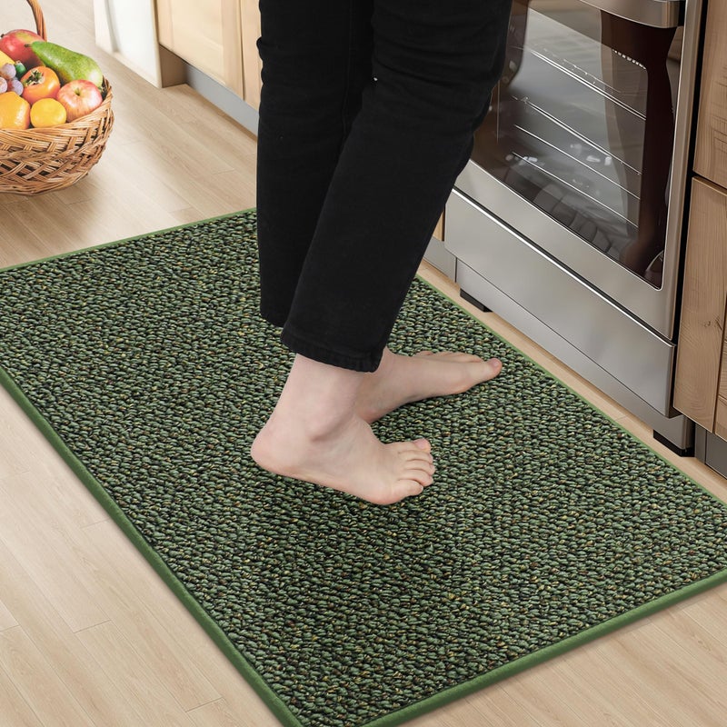 BEQHAUSE Kitchen Rugs 20x32 NonSlip Kitchen Mats for Floor Super Absorbent and Stain Resistant Kitchen Rugs Machine Washable Rugs for Kitchen Hallway Laundry  Sink Green