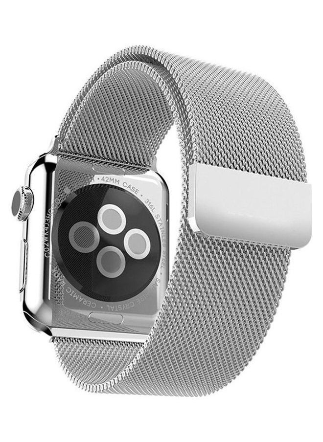 NIBEMINENT - Magnetic Milanese Loop Stainless Steel Band For Smart I Watch Silver - Image 1
