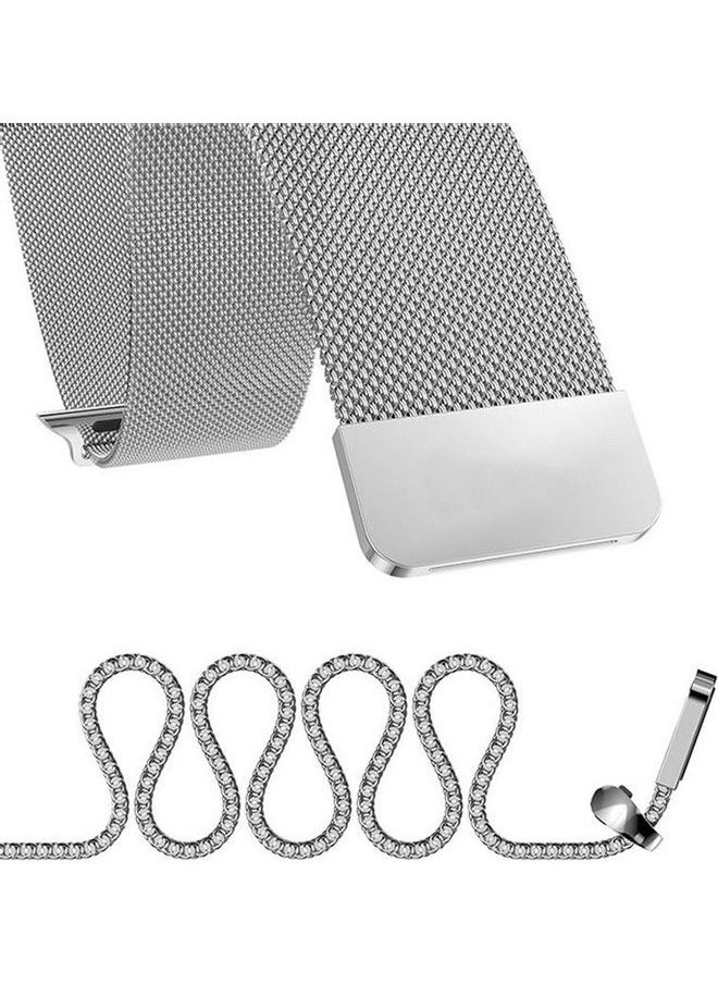 NIBEMINENT - Magnetic Milanese Loop Stainless Steel Band For Smart I Watch Silver - Image 1