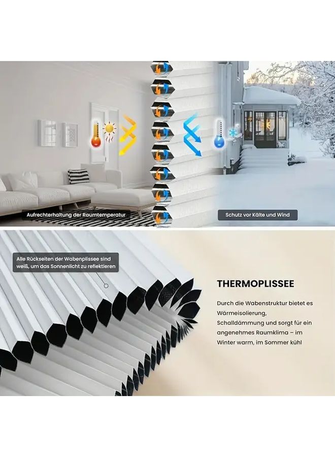 No Drill Blackout Window Blinds 2 Feet Wide x 3.33 Feet Tall Thermal Insulated Room Darkening Shades with Cord System Light Blocking Privacy Energy Efficient Window Treatments for Bedroom Living Room White - Image 4