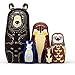 Tphon Russian Nesting Dolls Bear Wooden Matryoshka Dolls for Kids Handmade Cute Cartoon Animals Pattern Nesting Doll Toy Stacking Doll Set of 5 - Image 4