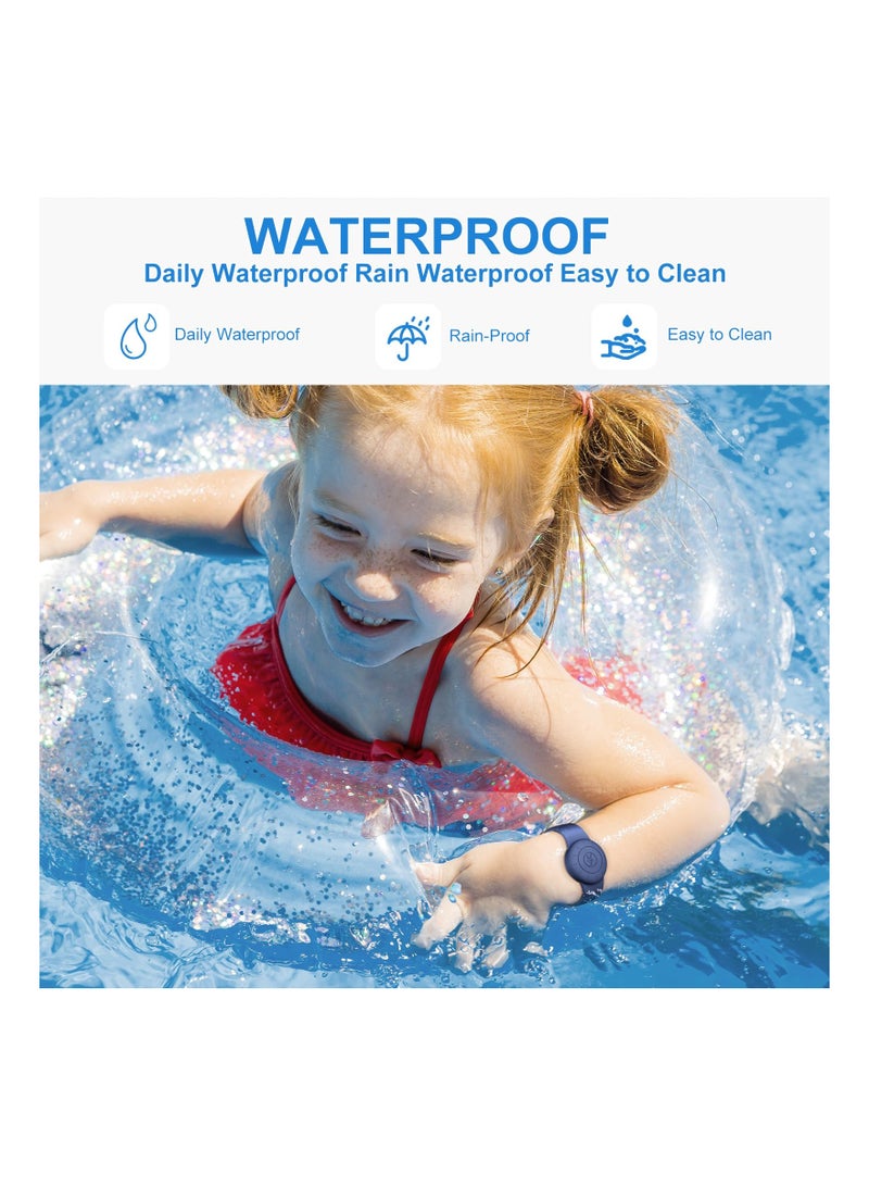 4 Pack Waterproof AirTagBraceletfor Kids Soft Silicone Hidden Air tag Wristband Lightweight Band for Apple AirTag Full Body Protective Watch Band for Child - Image 2