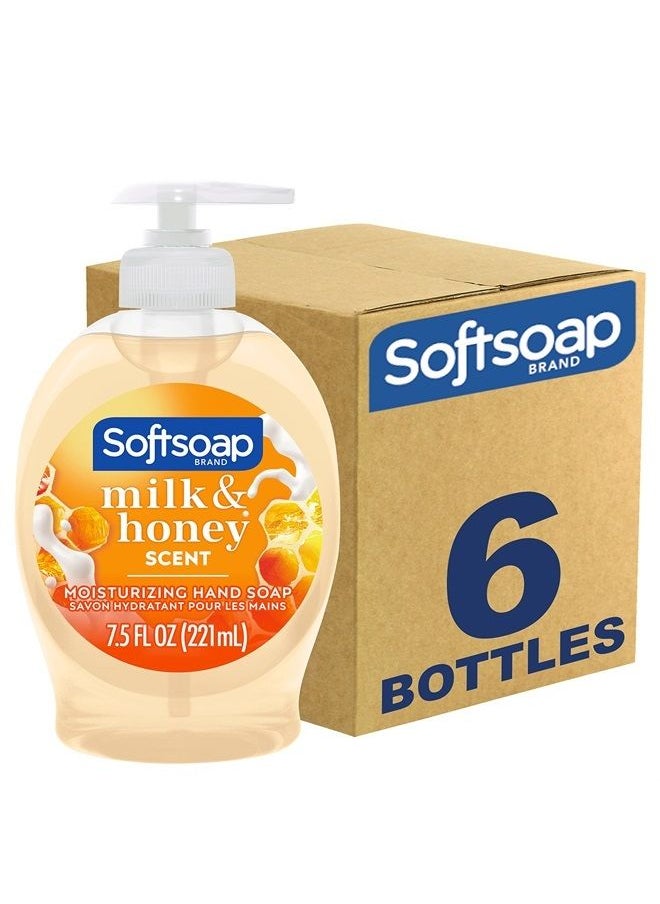 Softsoap Moisturizing Liquid Hand Soap, Milk and Honey, 7.5 Fluid Ounce, Pack of 6 (Package may vary)  - Image 1