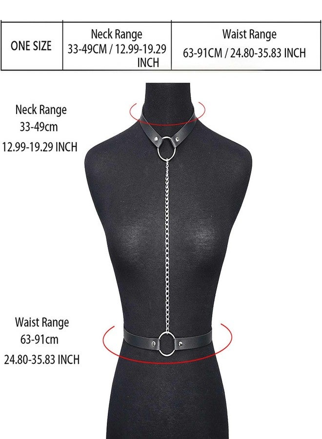 Fstrend Chest Harness Body Chain Belts Black Leather Fashion Costume Accessory for Women(Black) - Image 3